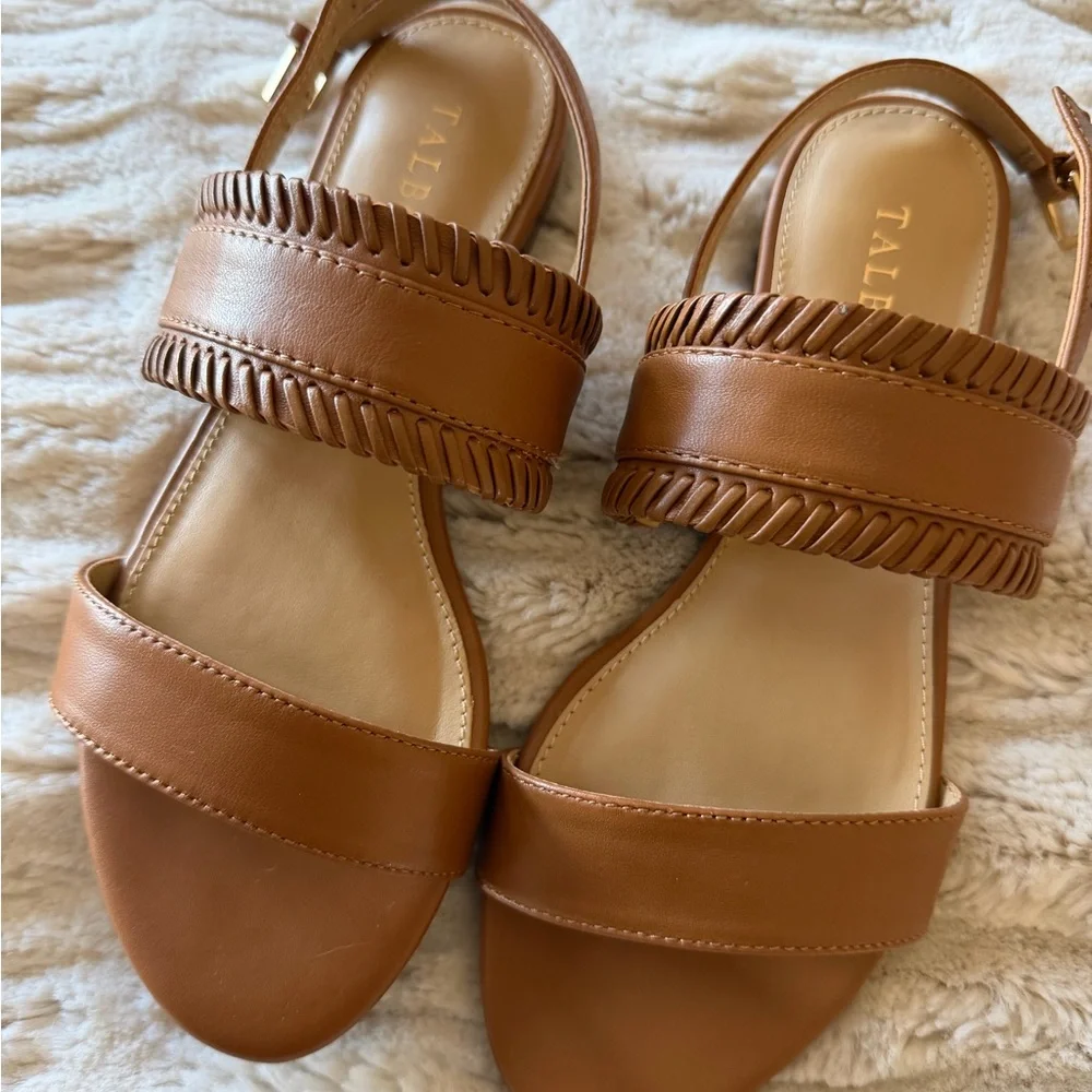 Talbots Cognac Braided-Strap Leather Sandals - Picture 1 of 4